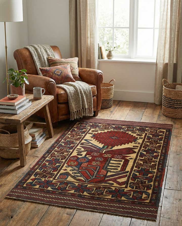 2' 9 x 4' 11 Hand Knotted Sumak Wool Rug