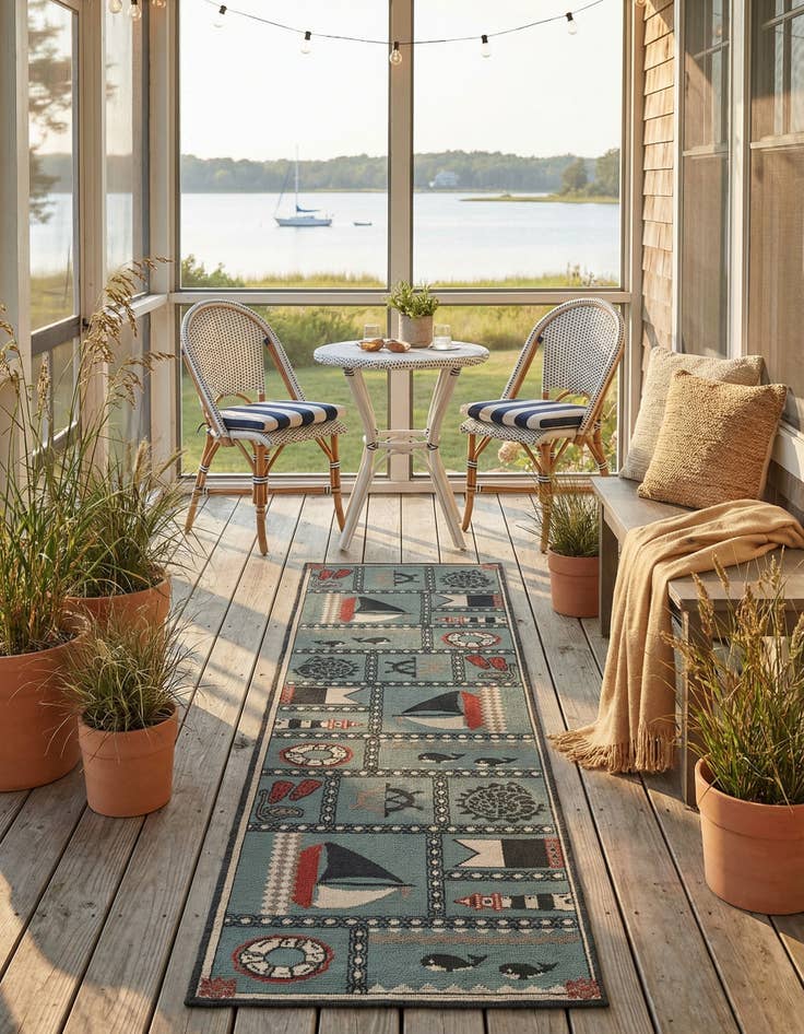 Detail image of 2' x 8' Easy-Clean Coastal Indoor / Outdoor Runner Rug