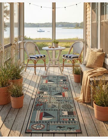 2' x 8' Easy-Clean Coastal Indoor / Outdoor Runner Rug