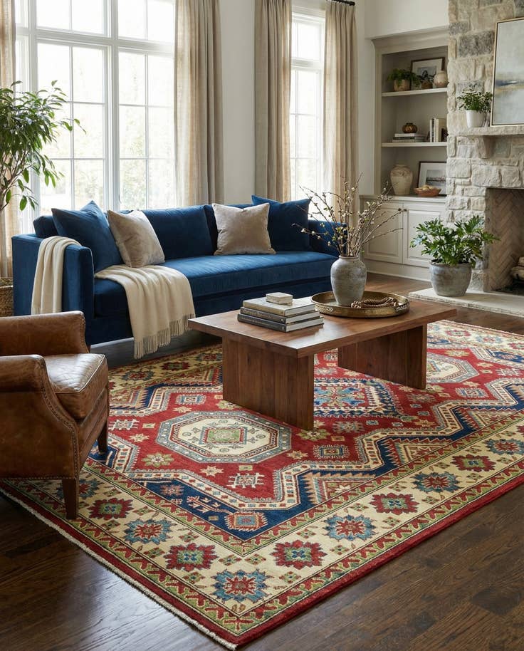 Detail image of 6' 6 x 9' 9 Hand Knotted Kazak Rug