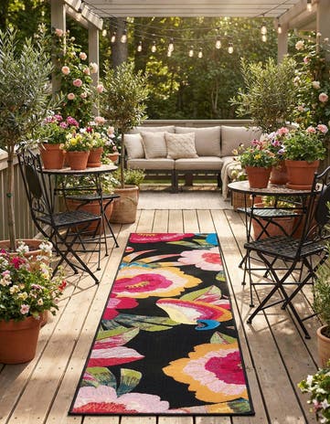 2' x 8' Easy-Clean Botanical Indoor / Outdoor Runner Rug