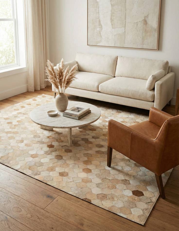 Detail image of  3' 11 x 6' Cowhide Stocks Rug