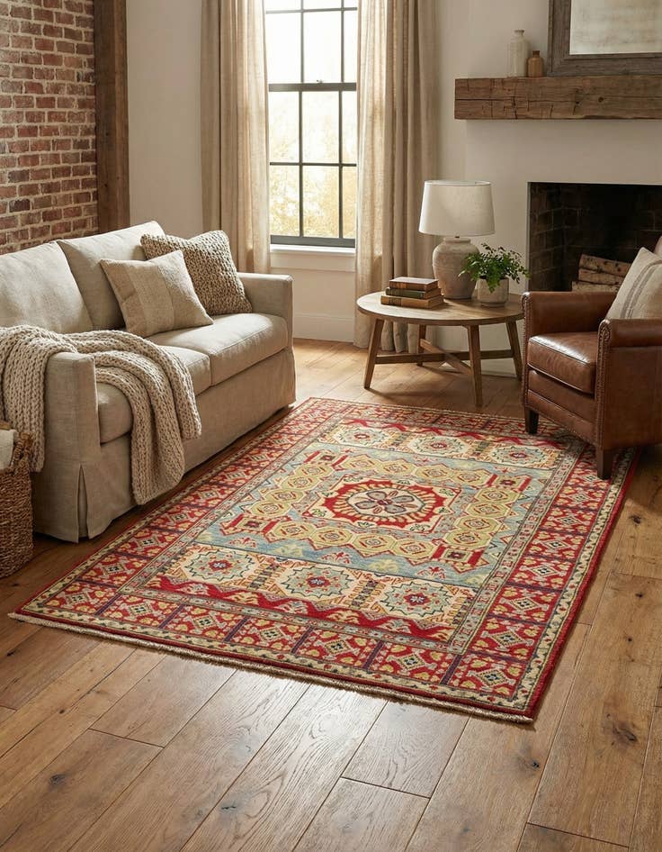 Detail image of 4' x 5' 10  Hand Knotted Kazak Rug