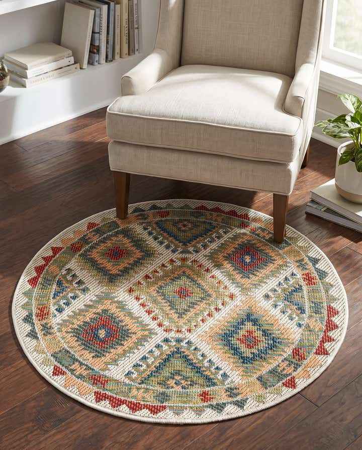 3' x 3' Easy-Clean Baja Indoor / Outdoor Round Rug