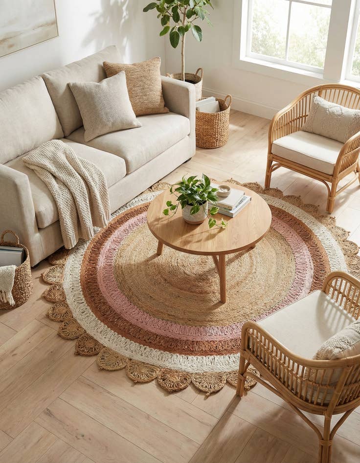 Detail image of 7' 10 x 7' 10  Hand Braided Jute Round Rug