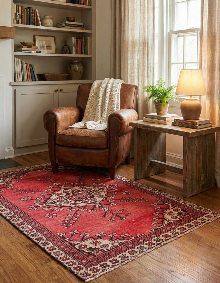 Detail image of 3' 7 x 6'  Hand Knotted Ultra Vintage Persian Wool Rug