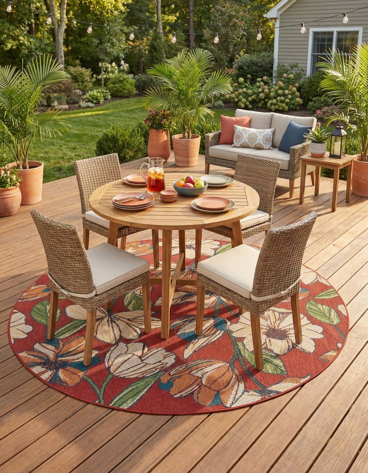 Detail image of 7' 10 x 7' 10 Easy-Clean Baja Indoor / Outdoor Round Rug