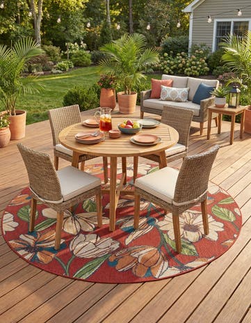 7' 10 x 7' 10 Easy-Clean Baja Indoor / Outdoor Round Rug