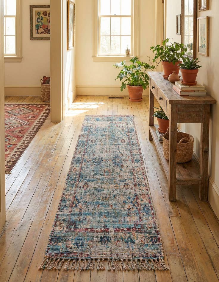 Detail image of 2' 2 x 8'  Hand Woven Chenille Jute Runner Rug