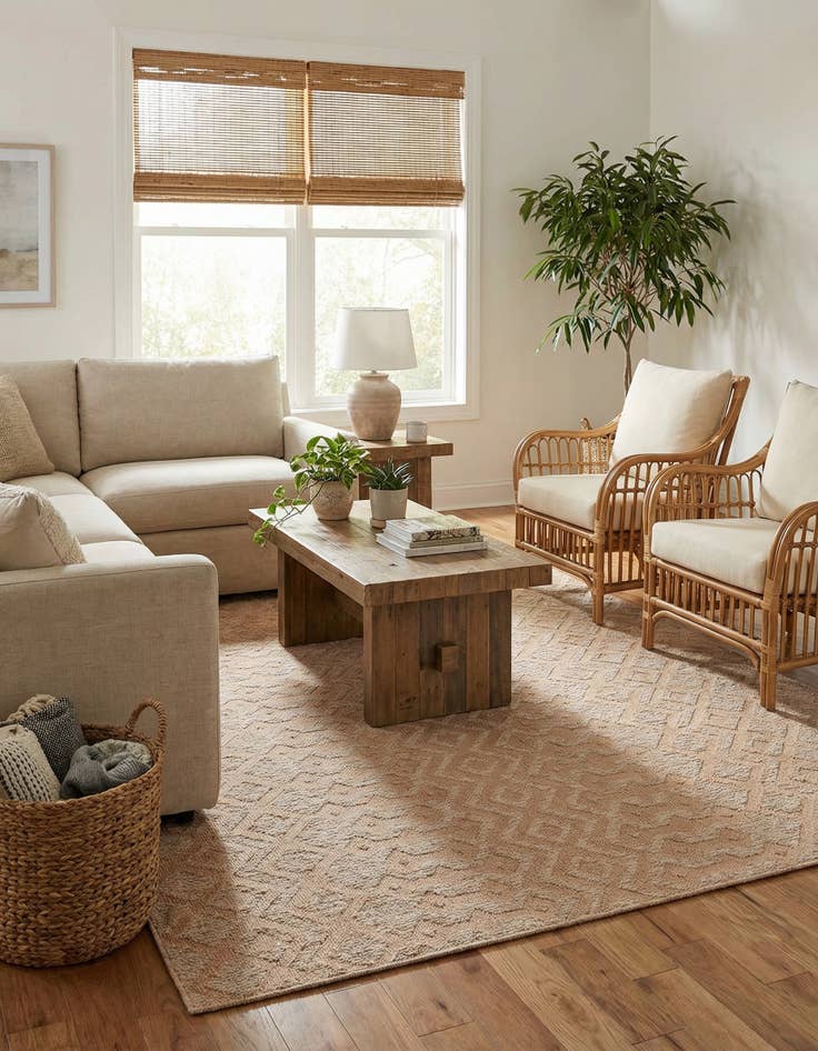 Detail image of 7' 10 x 7' 10 Easy-Clean Trellis Textured Indoor / Outdoor Square Rug