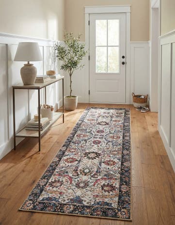 Ivory Washable Timeless Runner Rug