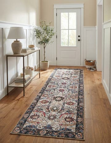 Ivory Washable Timeless Runner Rug