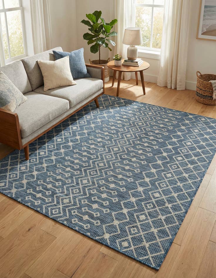 Detail image of 5' 3 x 5' 3  Washable Trellis Indoor / Outdoor Square Rug