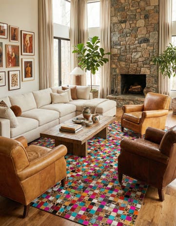 8' x 9' 10 Cowhide Leather Rug