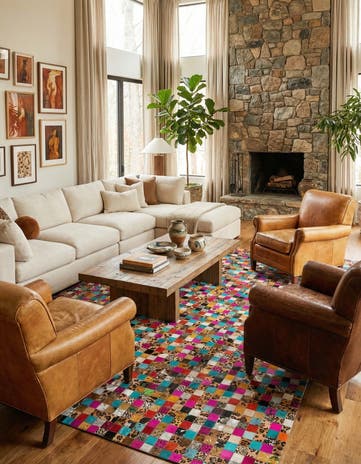 8' x 9' 10 Cowhide Leather Rug