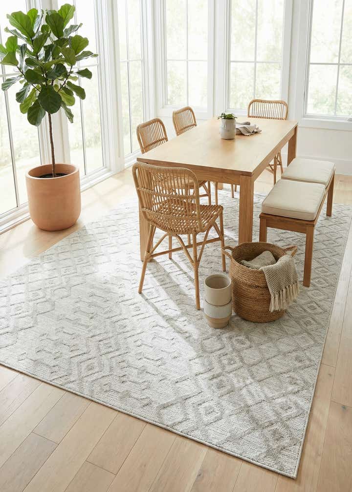 7' 10 x 10' Easy-Clean Trellis Textured Indoor / Outdoor Rug