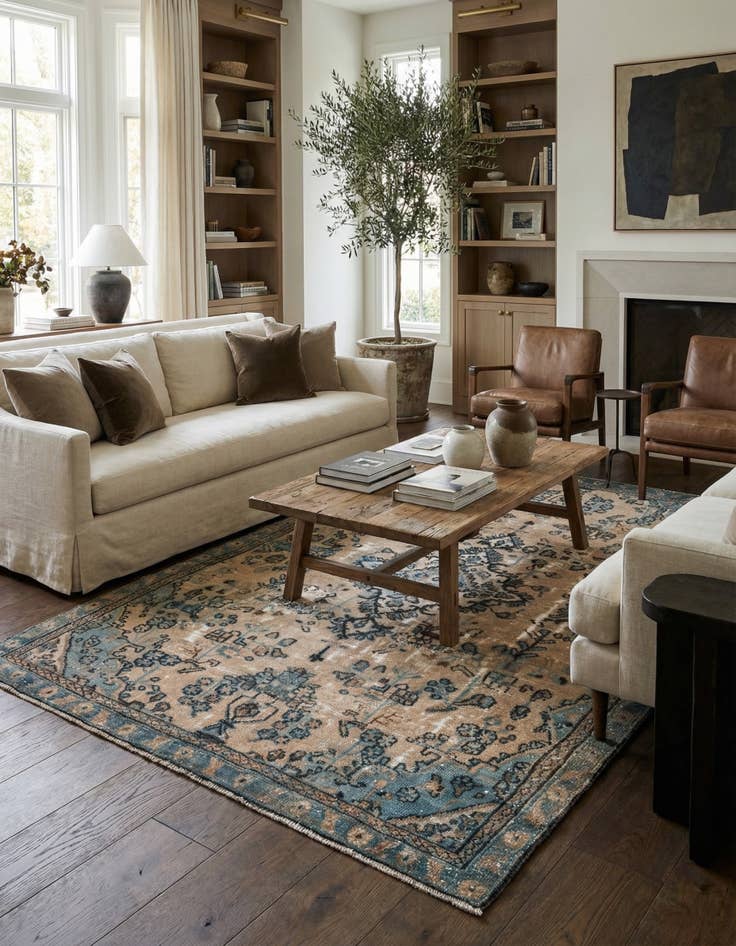 Detail image of 5' 3 x 8' 6  Hand Knotted Ultra Vintage Persian Wool Rug