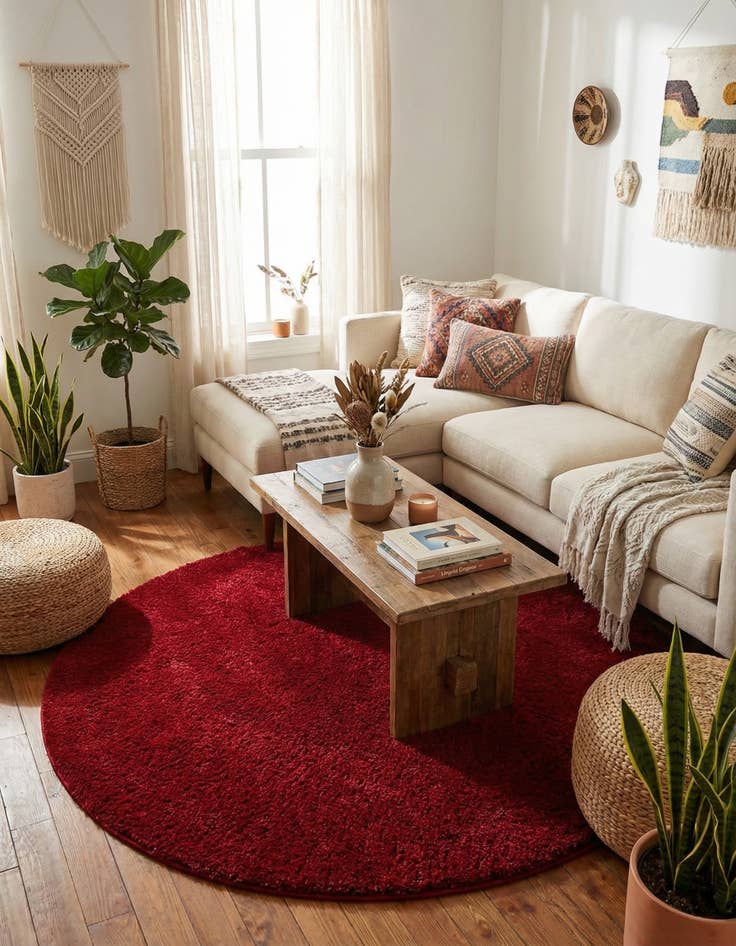 Detail image of  6' x 6' Solid Frieze Round Rug