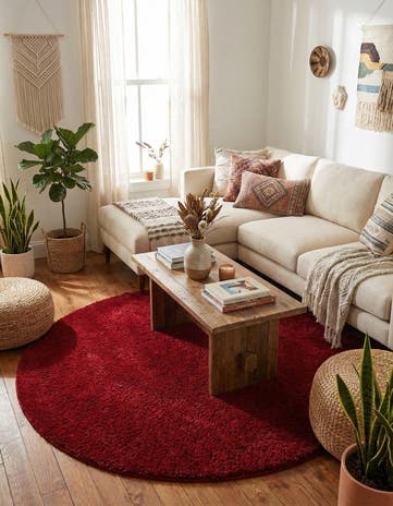 6' x 6' Solid Frieze Round Rug