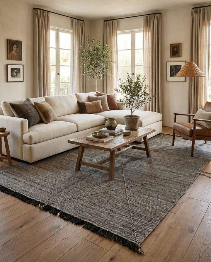 6' 8 x 9' 8 Hand Knotted Moroccan Wool Rug