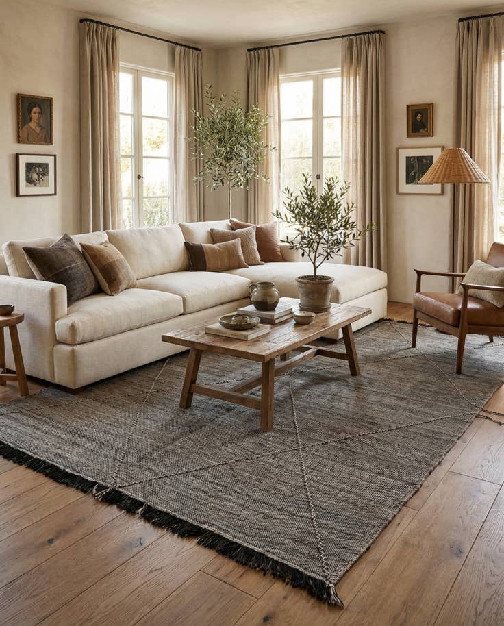 Detail image of 6' 8 x 9' 8 Hand Knotted Moroccan Wool Rug