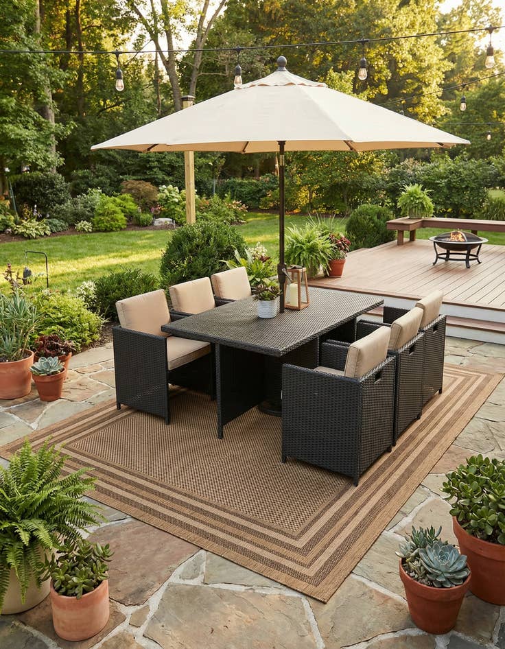 Detail image of  9' x 12'  Washable Border Indoor / Outdoor Rug