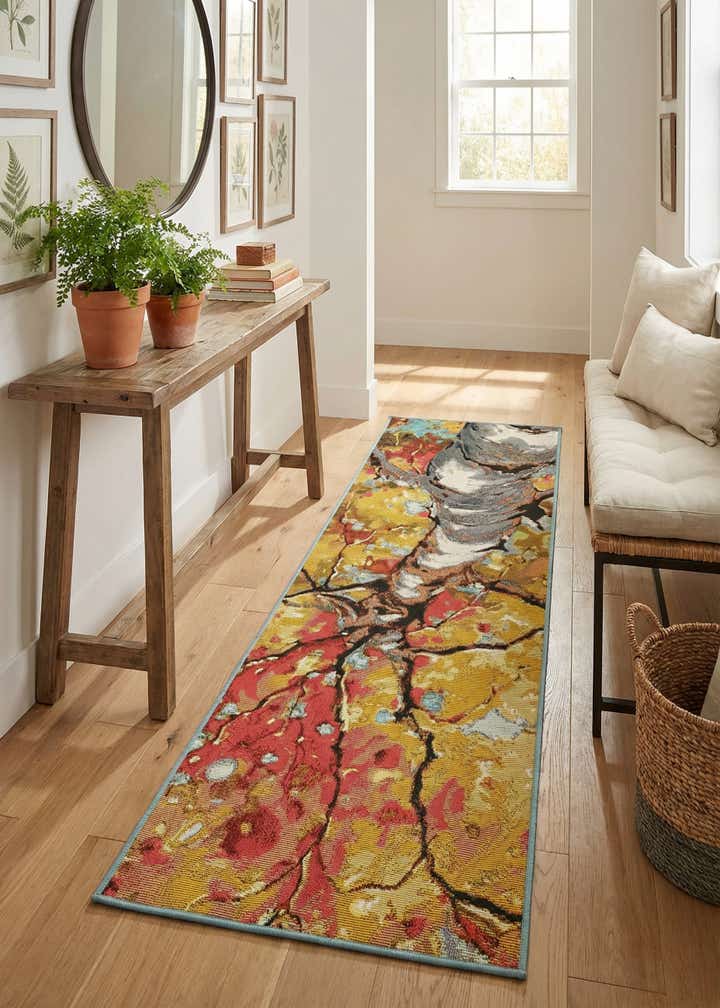 2' x 6' 1 Easy-Clean Botanical Indoor / Outdoor Runner Rug