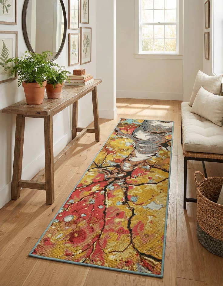 Detail image of  2' x 6' 1  Washable Botanical Indoor / Outdoor Runner Rug