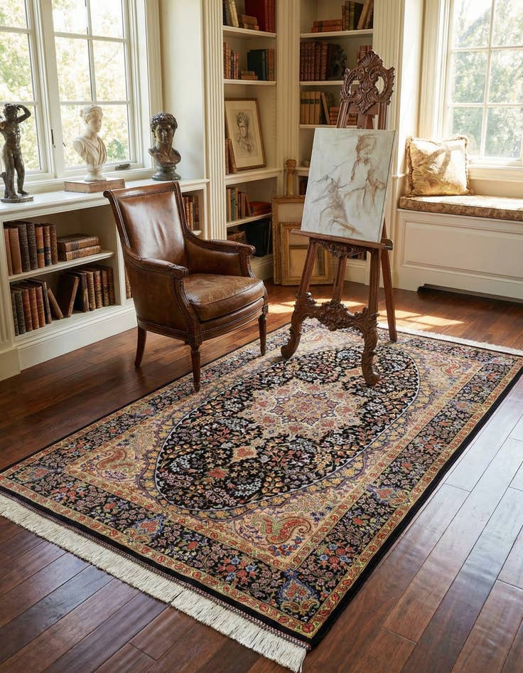 Detail image of 3' 3 x 4' 10 Ghom Silk Rug