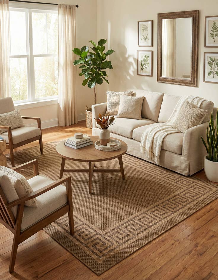 Detail image of 7' x 10'  Washable Border Indoor / Outdoor Rug