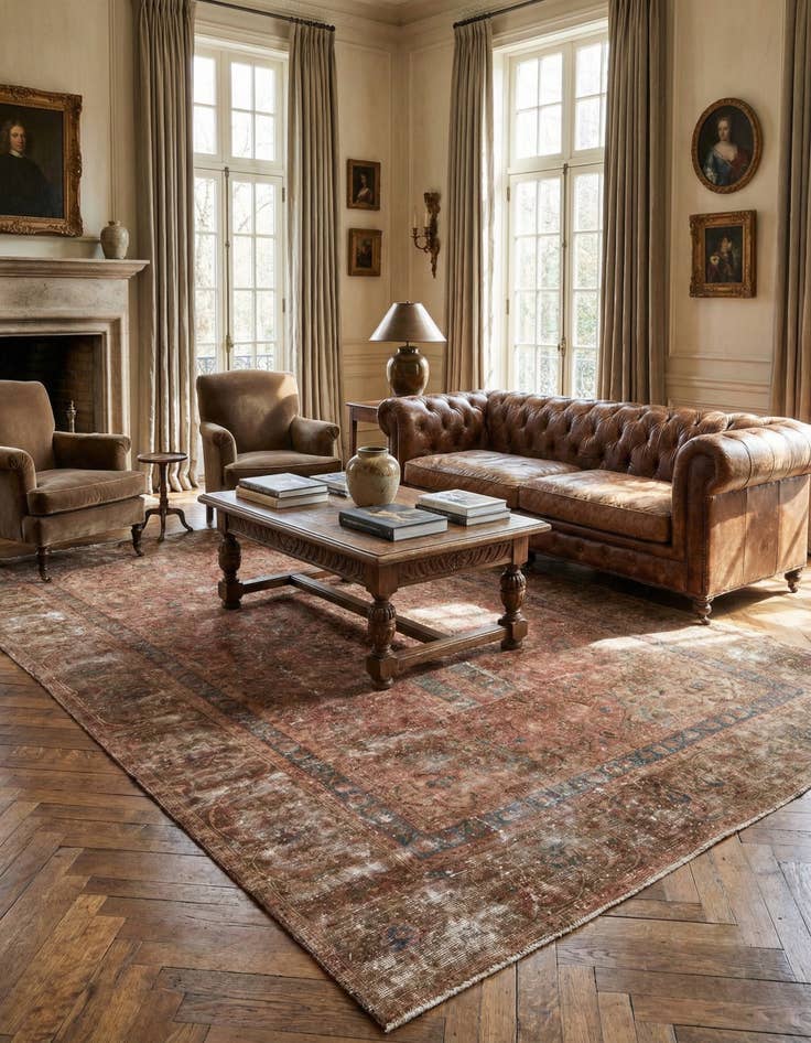 Detail image of  7' x 10' 10  Hand Knotted Ultra Vintage Persian Wool Rug