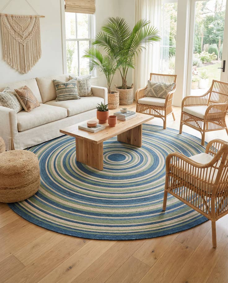 Detail image of 10' x 10' Easy-Clean Baja Indoor / Outdoor Round Rug