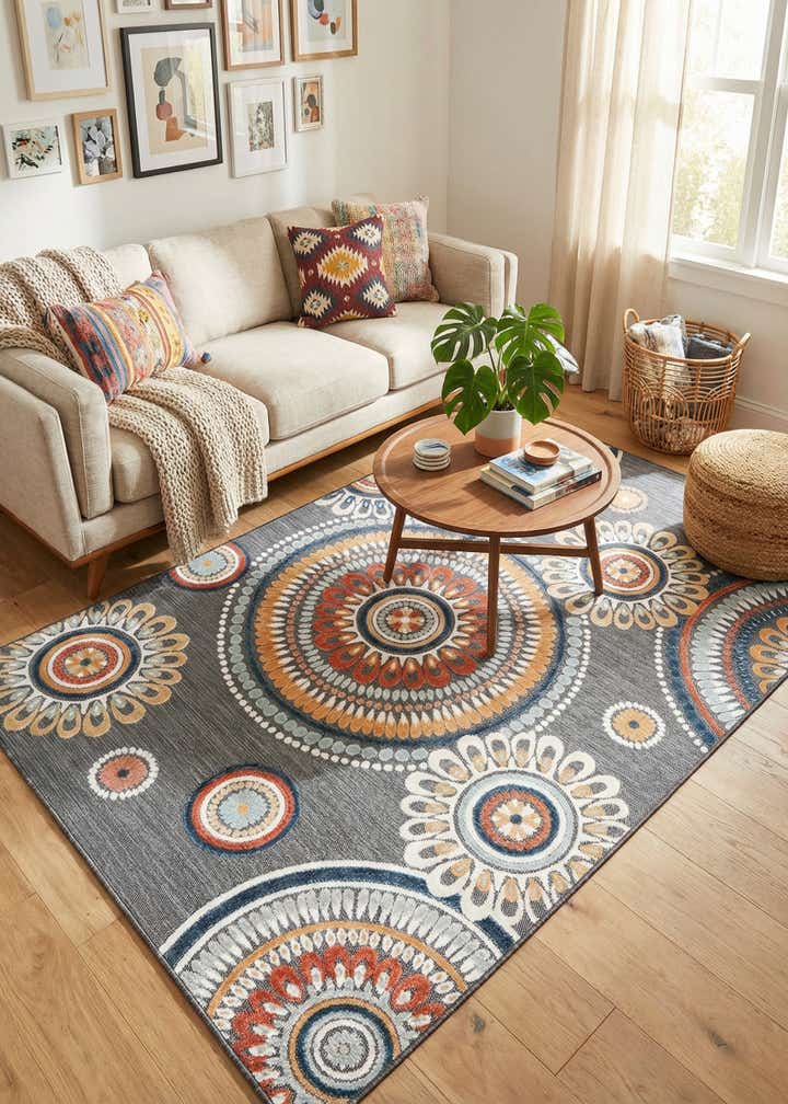 5' 2 x 8' Easy-Clean Botanical Indoor / Outdoor Rug