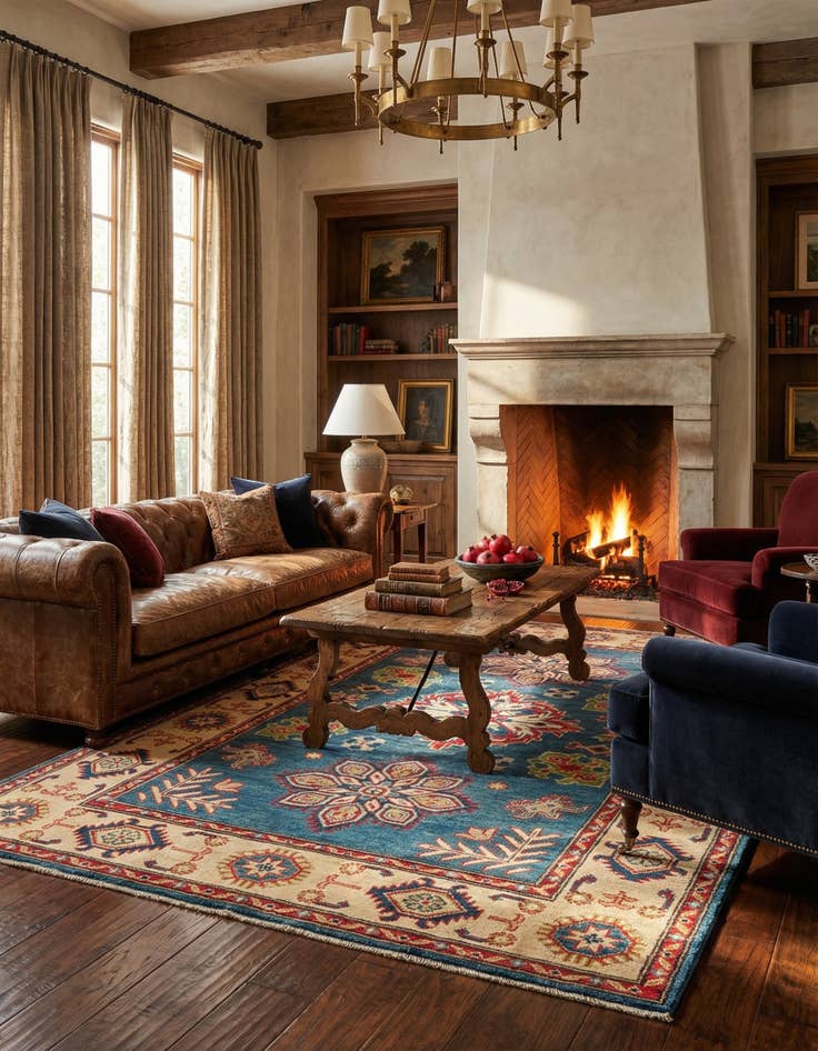 Detail image of 4' 1 x 6' 6  Hand Knotted Kazak Rug