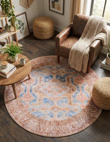 5' x 5' Washable Timeless Round Rug