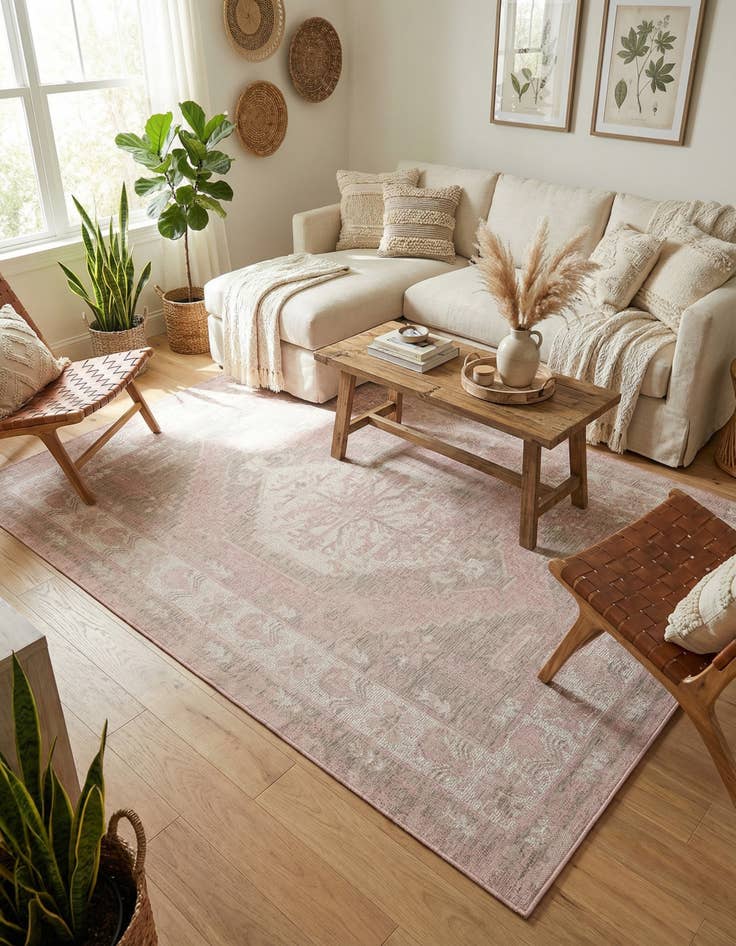 Detail image of  6' x 9'  Washable Traditional Indoor / Outdoor Rug