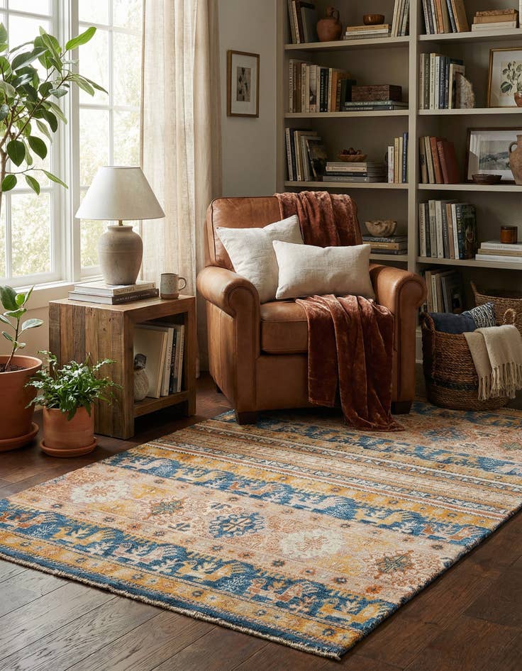 Detail image of 5' x 8'  Hand Knotted Ariana Ziegler Rug