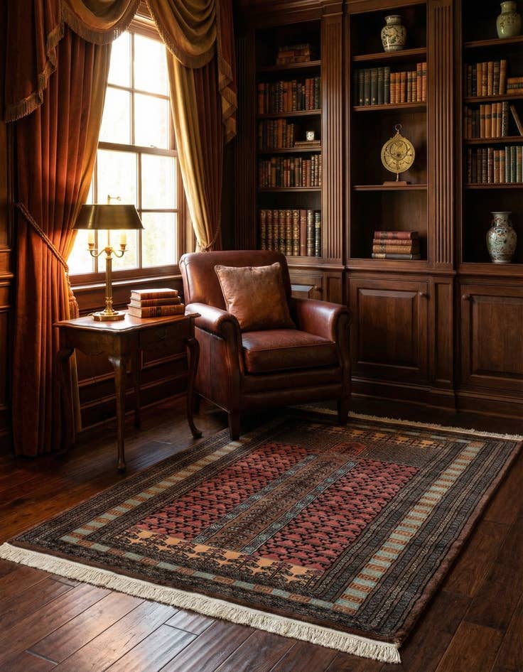 Detail image of  4' 3 x 5' 8  Hand Knotted Bokhara Oriental Wool Rug