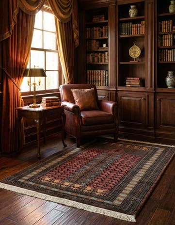 4' 3 x 5' 8 Hand Knotted Bokhara Oriental Wool Rug