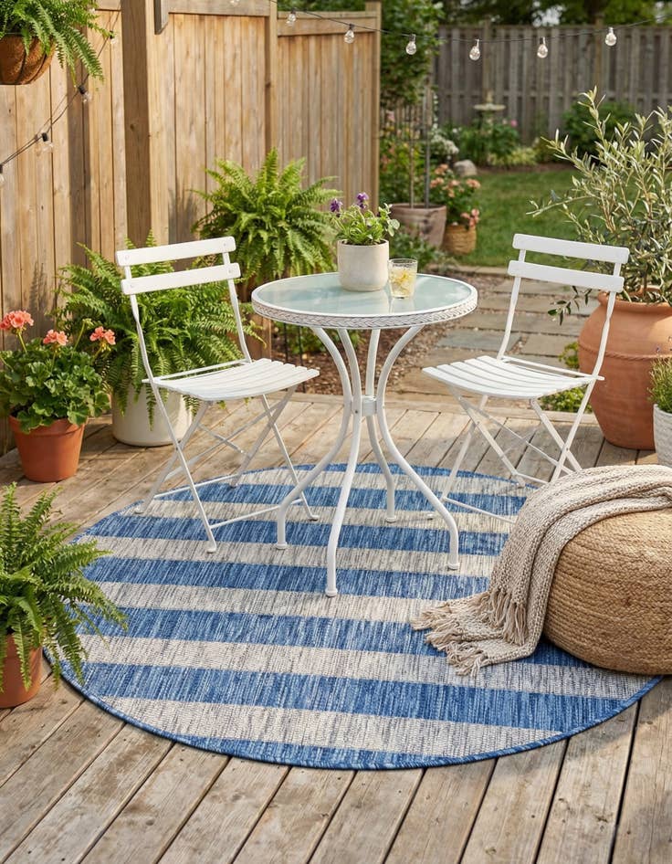 Detail image of  4' x 4'  Washable Ribbon Indoor / Outdoor Round Rug