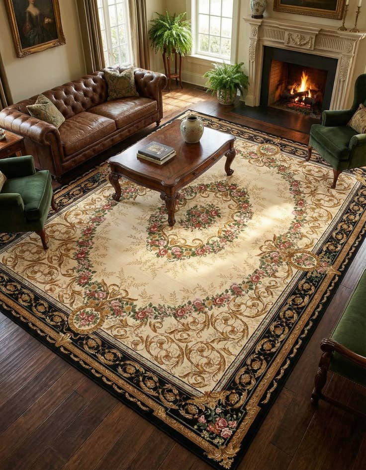 Detail image of 10' x 14'  Washable Traditional Indoor / Outdoor Rug