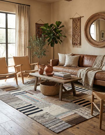 6' 4 x 9' 9 Hand Woven Kilim Patchwork Wool Rug