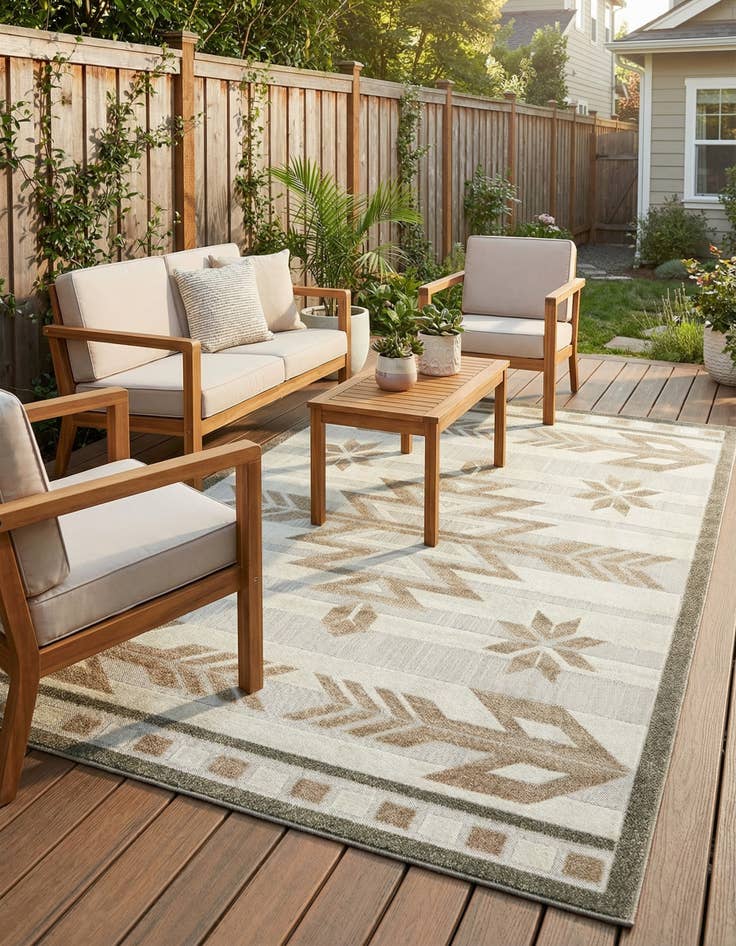 Detail image of 6' x 9'  Washable Modern Indoor / Outdoor Rug