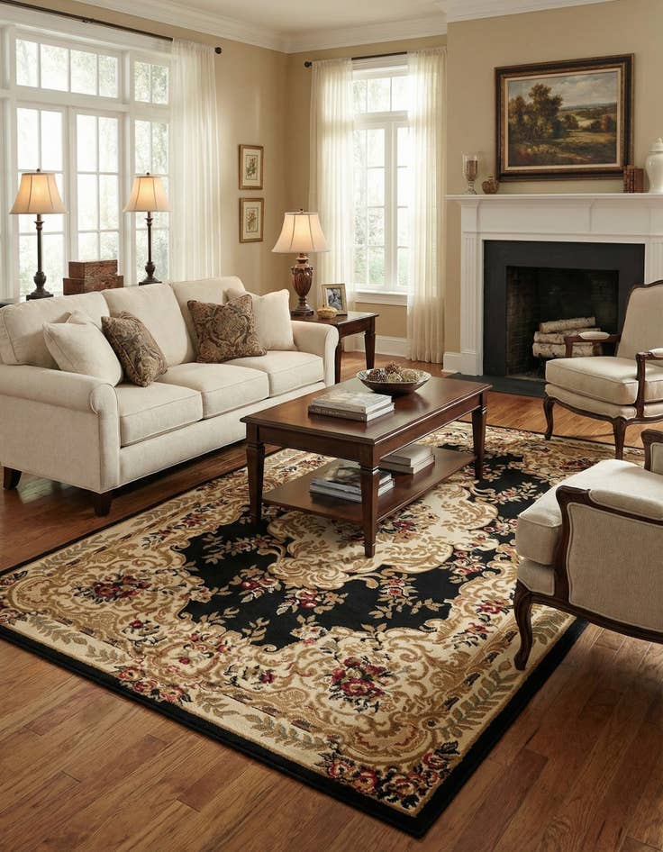 Detail image of 5' 3 x 8' Classic Aubusson Rug