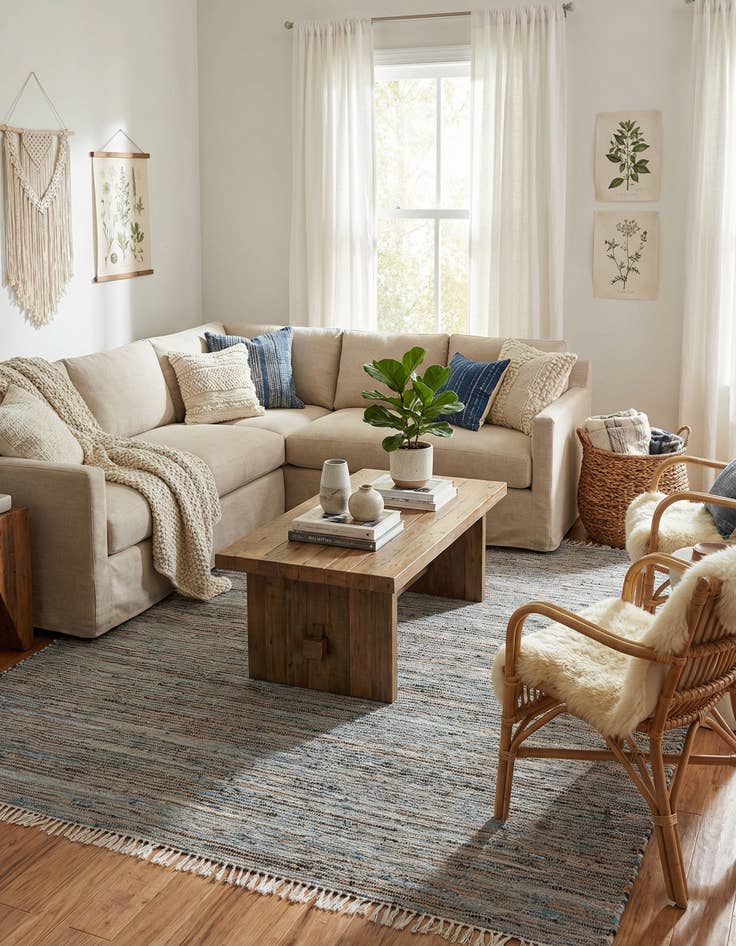 Detail image of 10' x 10'  Hand Woven Chindi Jute Square Rug