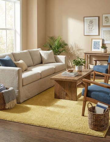Yellow Solid Frieze Rug