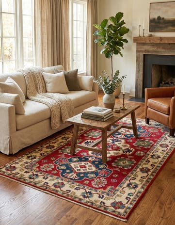 4' x 5' 10 Hand Knotted Kazak Rug