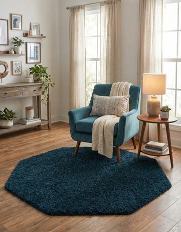 4' x 4' Solid Shag Octagon Rug