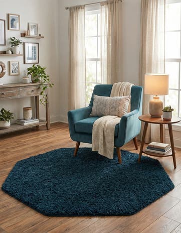 4' x 4' Solid Shag Octagon Rug