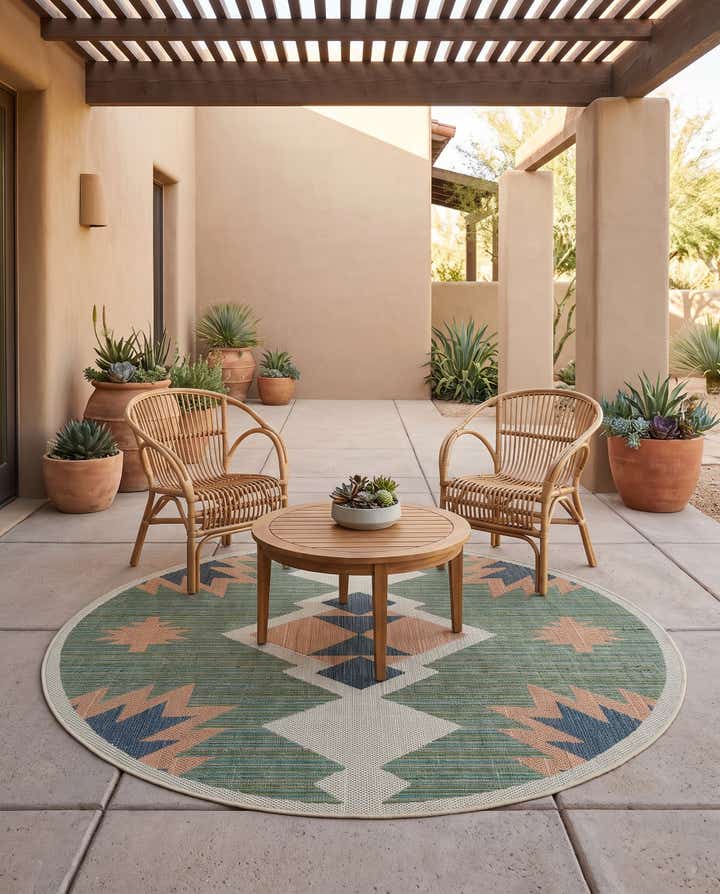 6' x 6' Easy-Clean Baja Indoor / Outdoor Round Rug